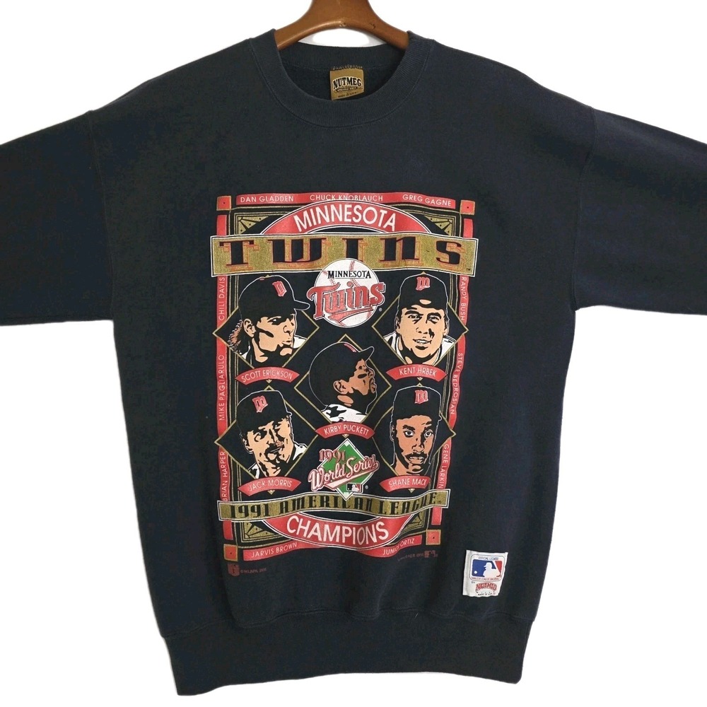 VTG Nutmeg Minnesota Twins‎ AL Champs Navy Sweatshirt Sz Large 1991 World Series